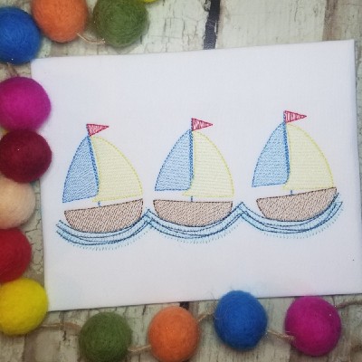 sailboat trio sketch embroiderry